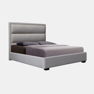 contemporary upholstered bed with horizontal panels