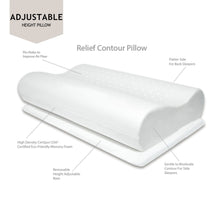Load image into Gallery viewer, adjustable contour memory foam pillow