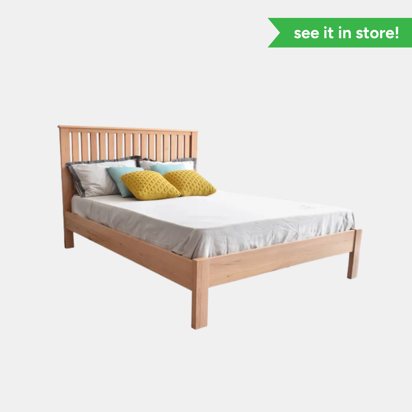 Federation Messmate Timber Bed Frame – Solid hardwood bed with natural grain, Queen size, Sleepdoctor Griffith