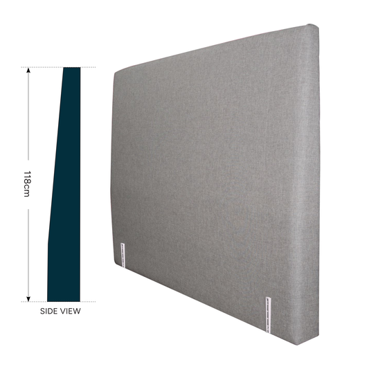 Nowra bedhead side view showing shape and 118cm height