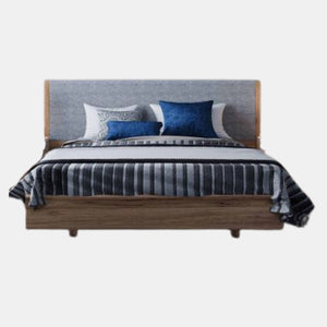 reiss floating bedframe with upholstered and timber bedhead