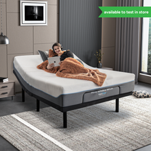 Load image into Gallery viewer, Woman relaxing on the Adjustapedic 7.0 adjustable bed with pillow tilt and massage functions for health and comfort — Sleepdoctor Australia.
