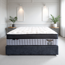 Load image into Gallery viewer, Front view of Platinum Luxe Amalfi mattress with zoned pocket spring support, breathable surface and structured medium firm feel