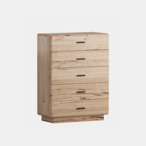 Santorini - messmate timber tallboy with curved edge finish
