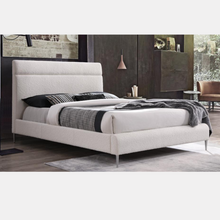 Load image into Gallery viewer, Windsor is a white boucle fabric upholstered bedframe