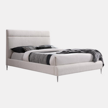 Load image into Gallery viewer, Windsor is a white boucle fabric upholstered bedframe