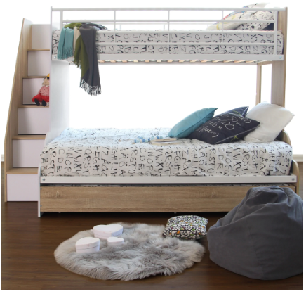 Double single bunk online bed with trundle
