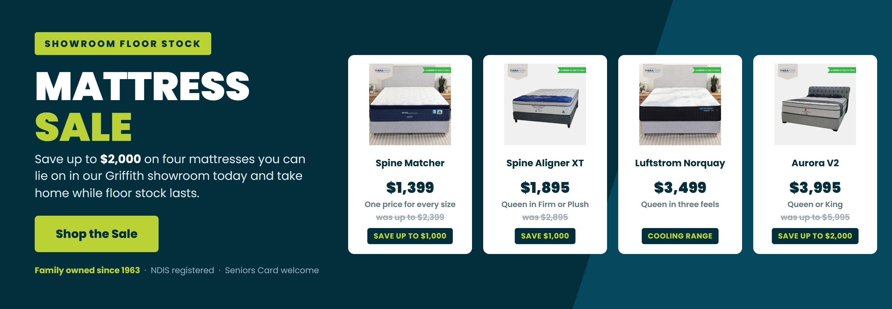 Floor stock mattress sale with savings up to $2,000 at Sleepdoctor Griffith