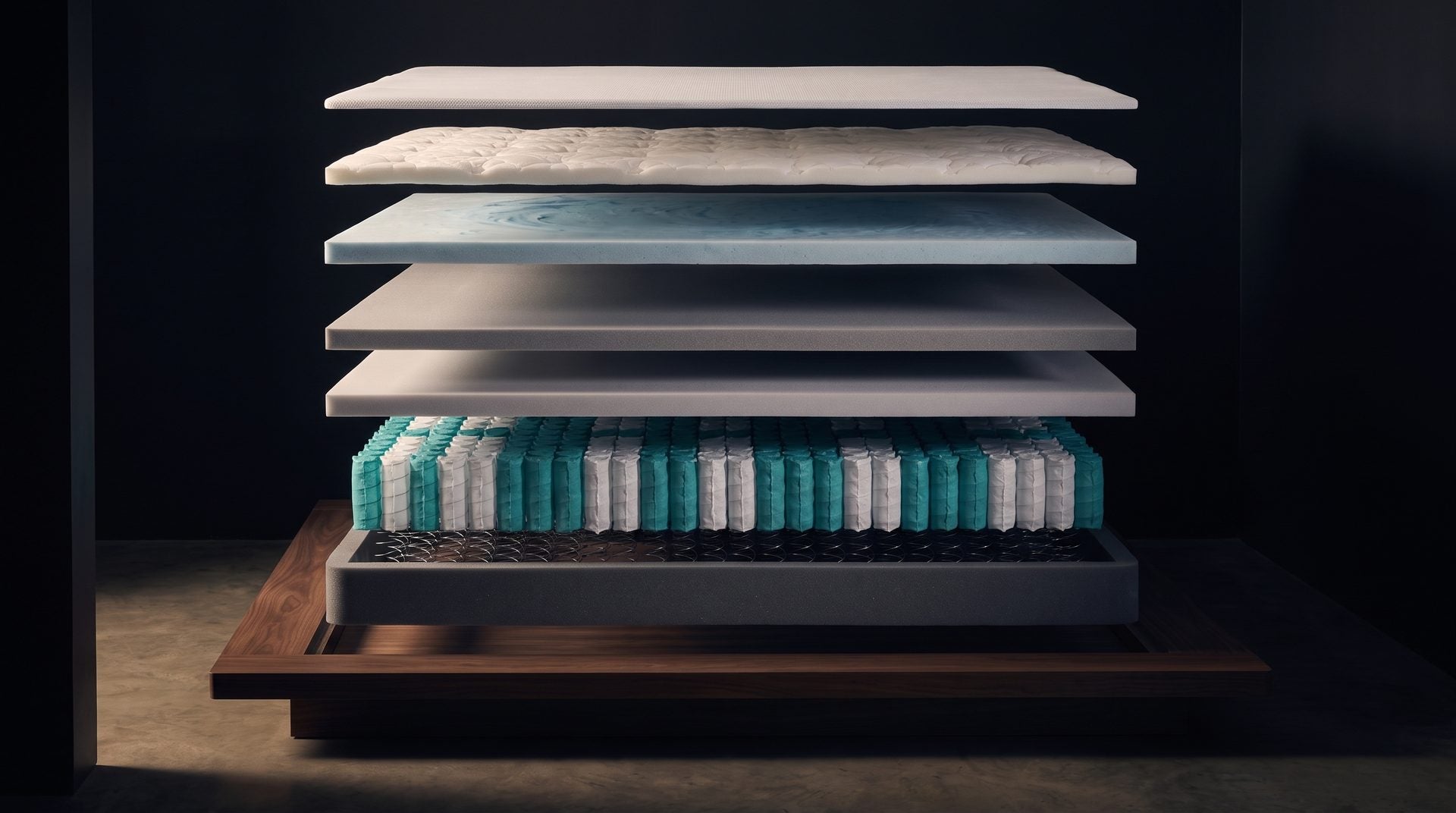Platinum Luxe Sorrento Mattress, exploded to show every layer