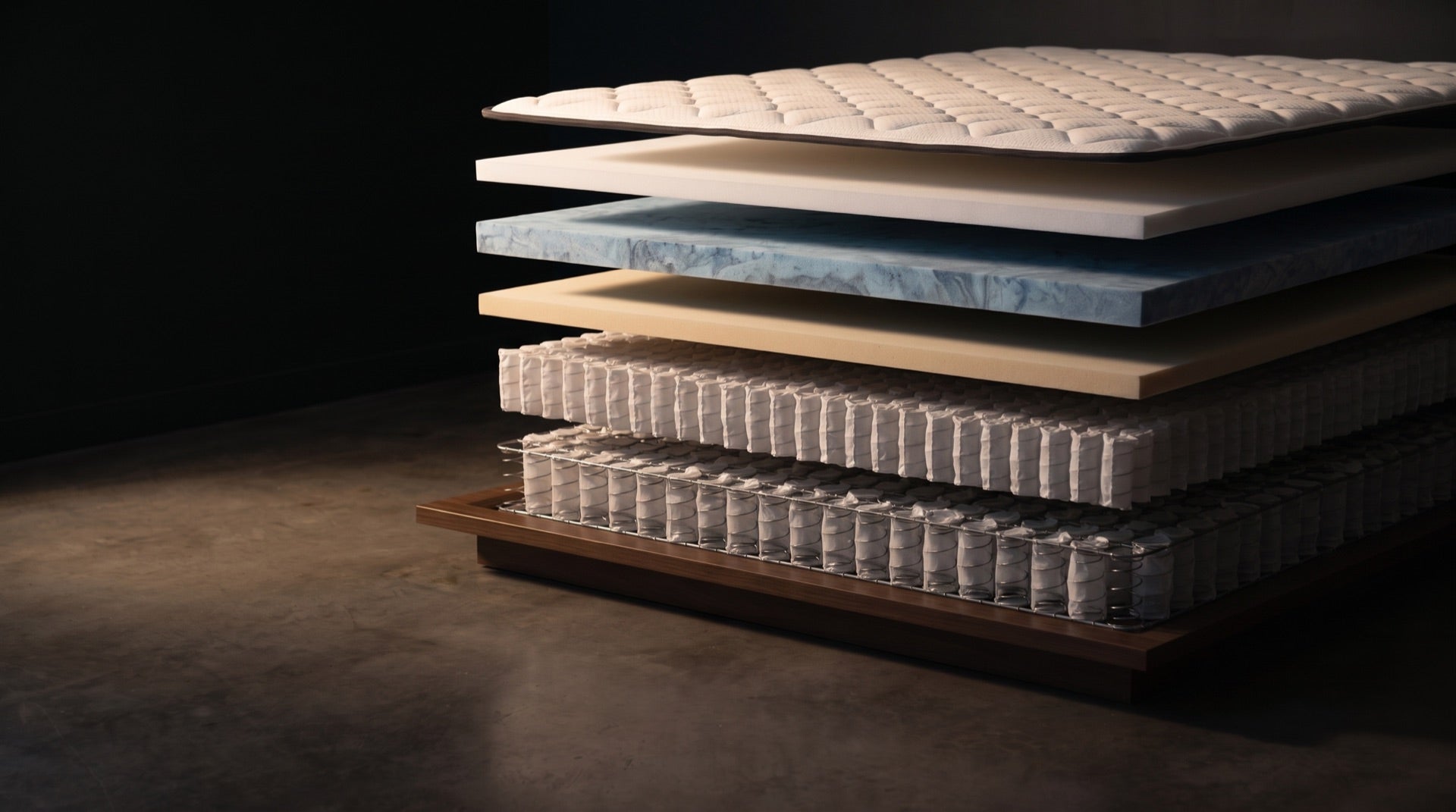 Aurora V2 Mattress, exploded to show every layer
